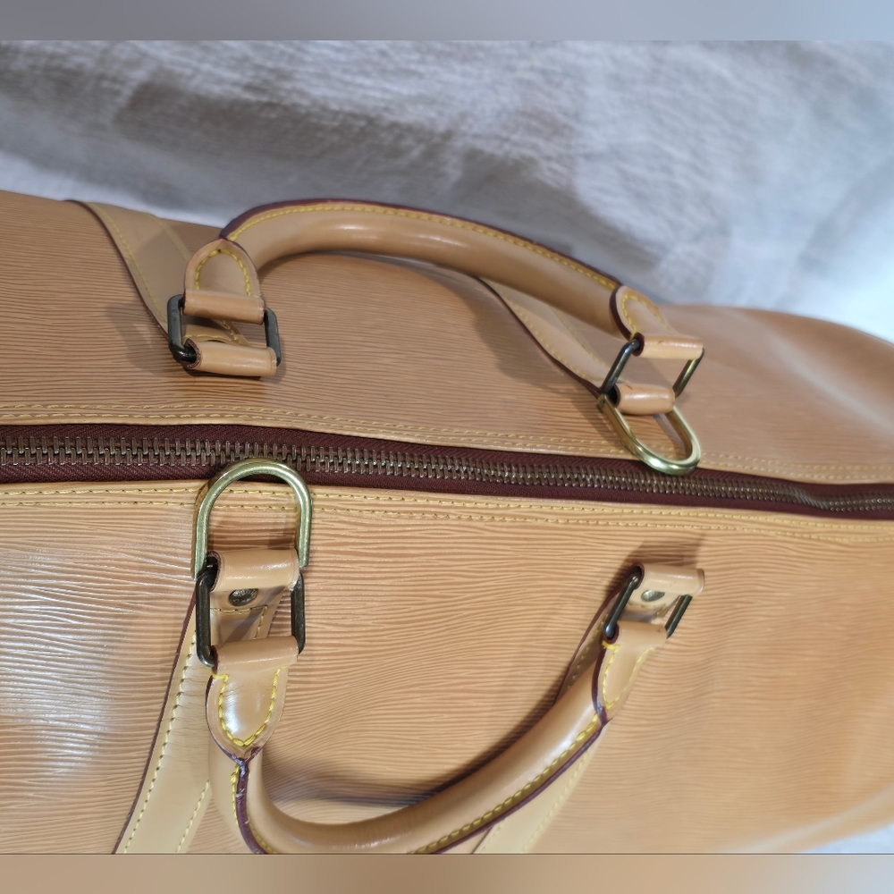 Louis Vuitton Epi Keepall 60 Tan Beige Brown Travel Bag Luggage Boston Speedy - Picture 6 of 16